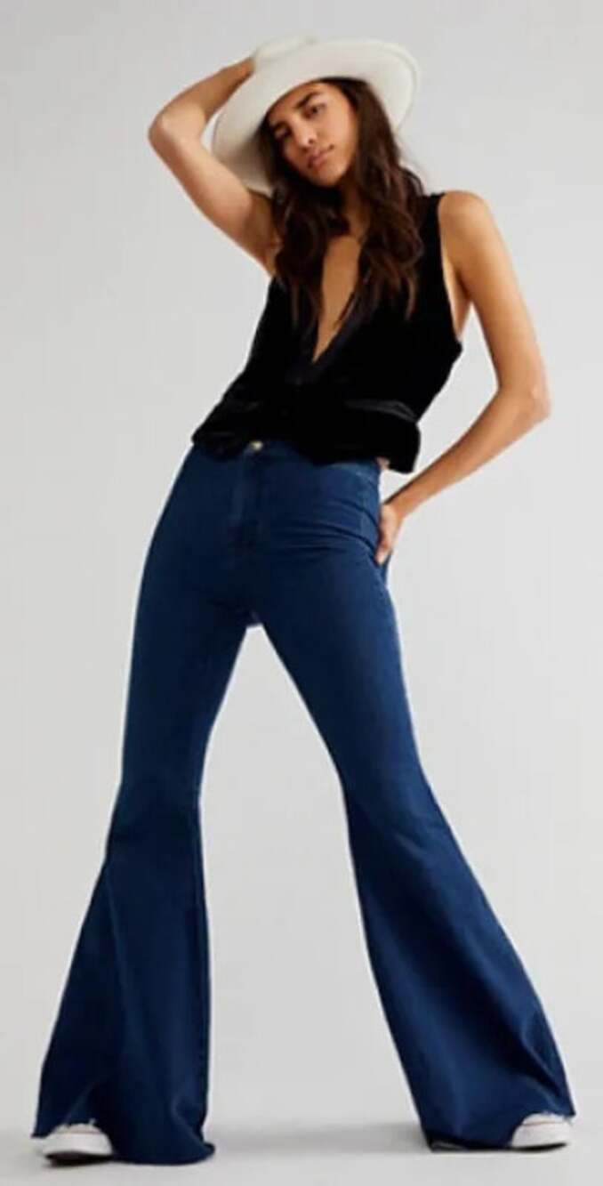 We The Free People Bell Bottom Just Float On Extreme Flare Jeans Women's Size 27